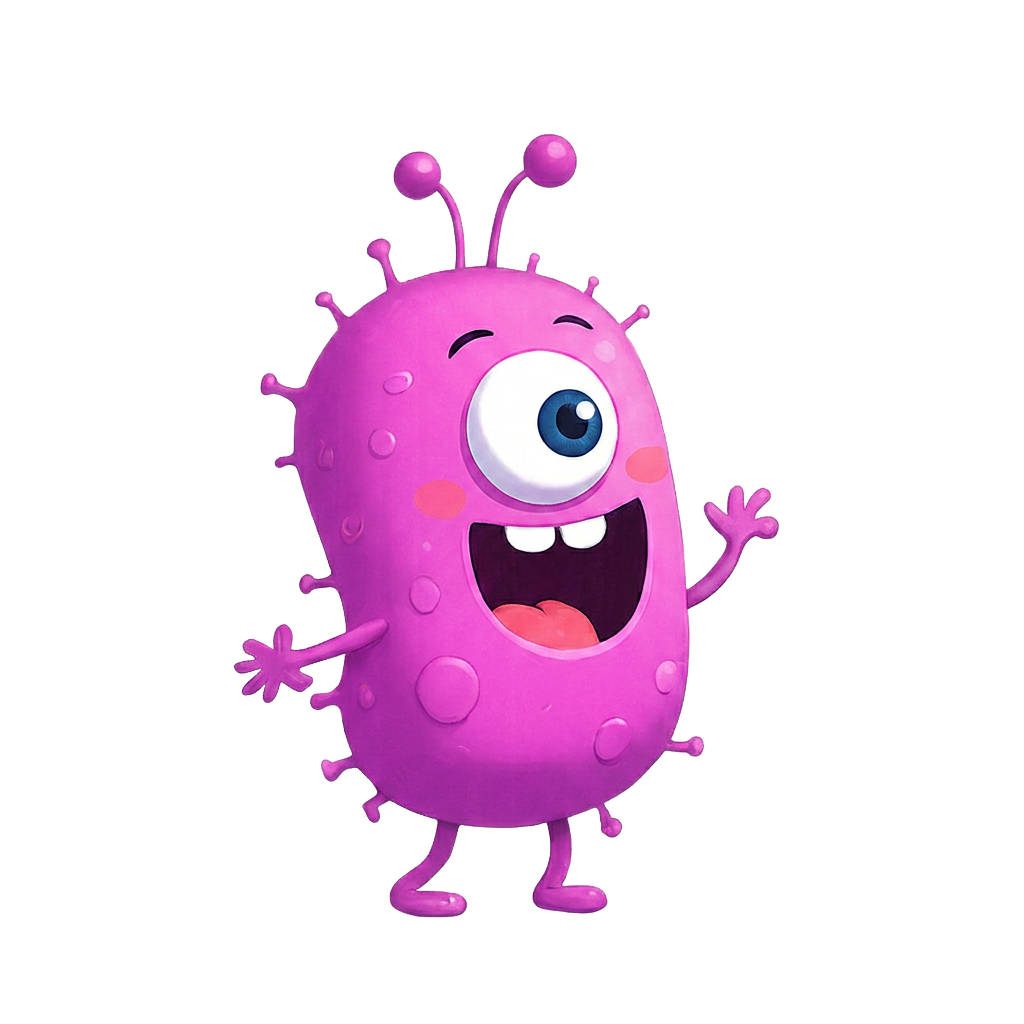 Sneeze the pink germ mascot